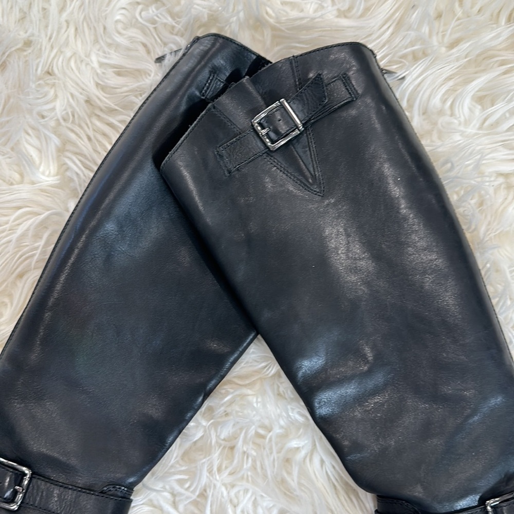Sam Edelman Painter Tall Riding Boot Leather Distress Brown Back Zip Round  6.5M - Picture 3 of 11